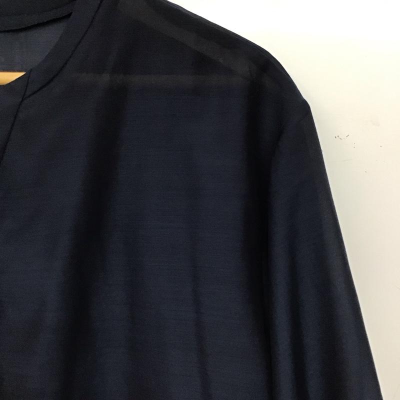 エルーラ Elura シャツ、ブラウス 七分袖 EL6407AD03 シアーブラウス ノーカラー M 無地 紺 / ネイビー / navy レディース USED 古着 中古 10152944