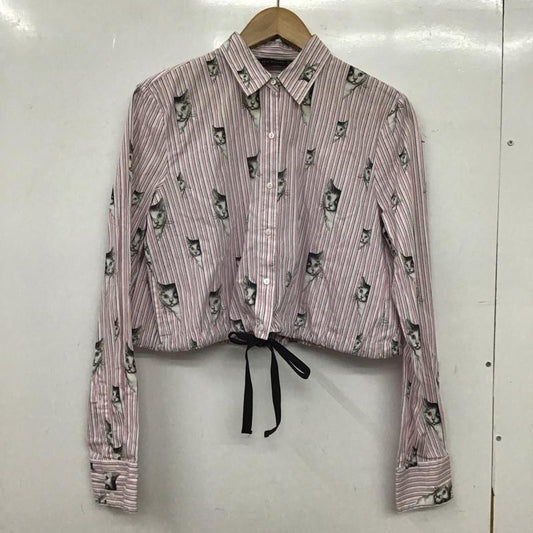 ザラ ZARA シャツ、ブラウス 長袖 2383 653 251 ショート丈 猫柄 XS ストライプ マルチカラー / マルチカラー / multicolor レディース USED 古着 中古 10152951