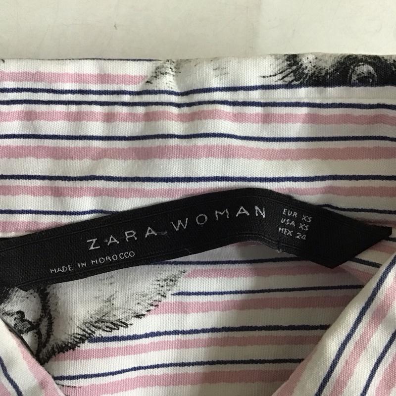 ザラ ZARA シャツ、ブラウス 長袖 2383 653 251 ショート丈 猫柄 XS ストライプ マルチカラー / マルチカラー / multicolor レディース USED 古着 中古 10152951