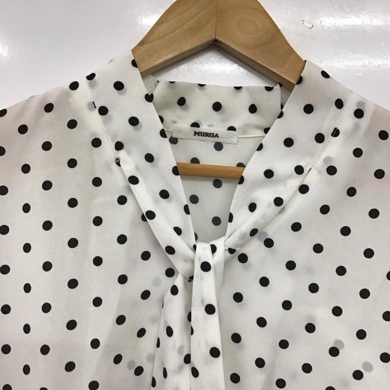 ムルーア MURUA シャツ、ブラウス 長袖 011820404401-01 ルーズボウタイブラウス FREE ドット 白 / ホワイト / white レディース USED 古着 中古 10152956