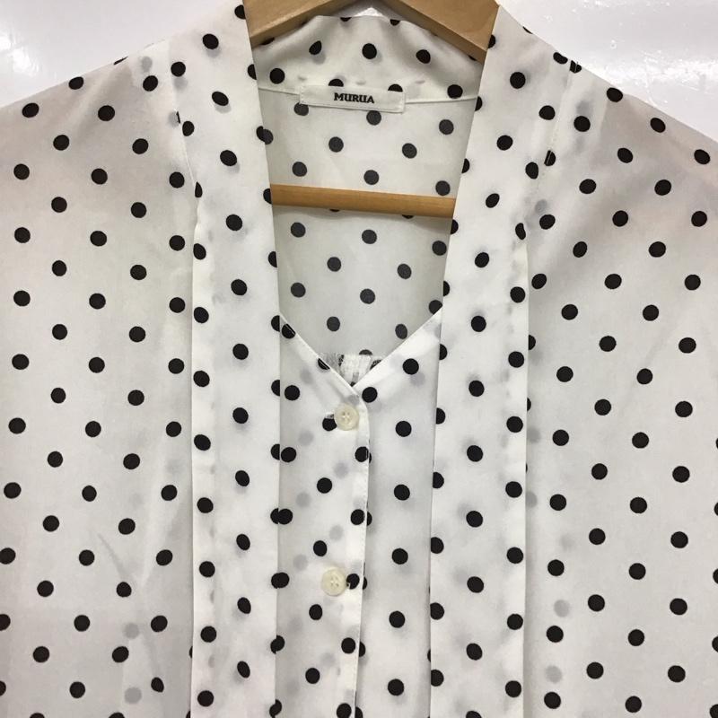 ムルーア MURUA シャツ、ブラウス 長袖 011820404401-01 ルーズボウタイブラウス FREE ドット 白 / ホワイト / white レディース USED 古着 中古 10152956