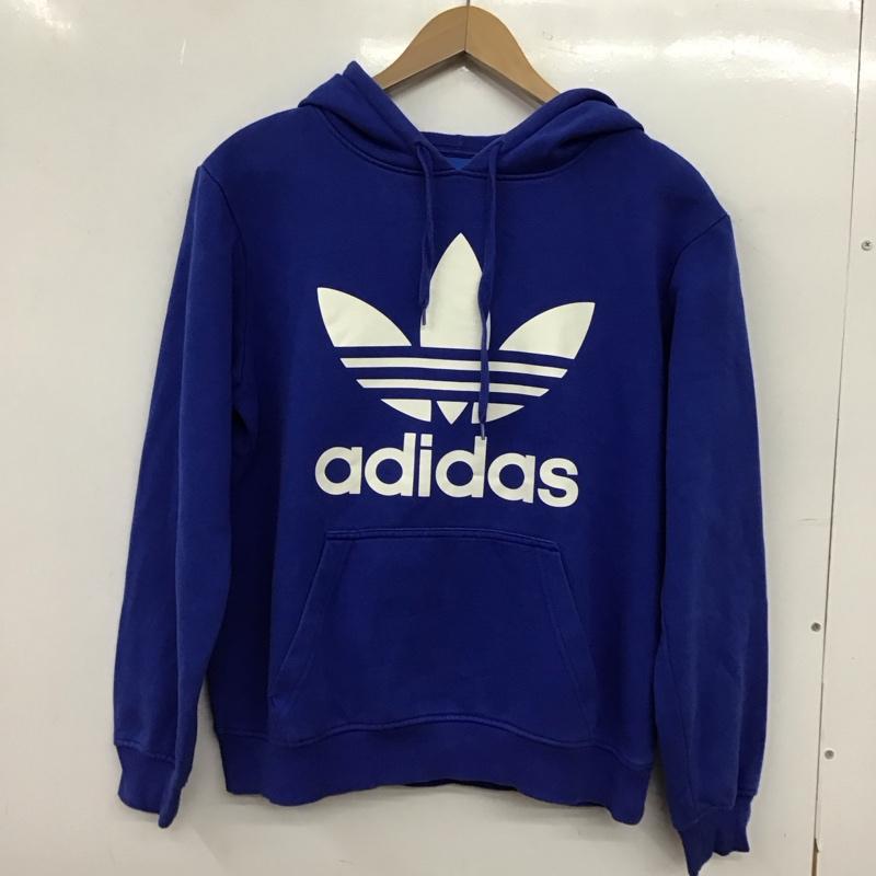 アディダス adidas パーカー 長袖 プルオーバー 裏起毛 S ロゴ、文字 青 / ブルー / blue レディース USED 古着 中古 10152958