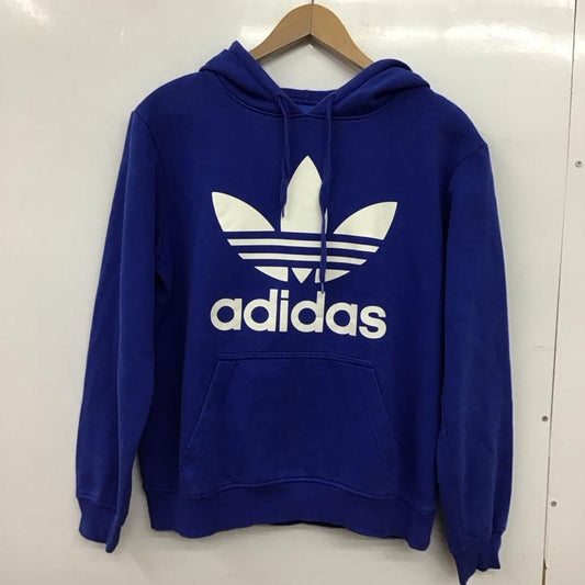 アディダス adidas パーカー 長袖 プルオーバー 裏起毛 S ロゴ、文字 青 / ブルー / blue レディース USED 古着 中古 10152958