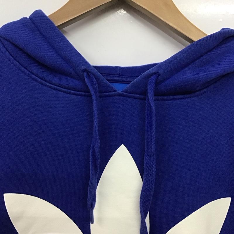 アディダス adidas パーカー 長袖 プルオーバー 裏起毛 S ロゴ、文字 青 / ブルー / blue レディース USED 古着 中古 10152958