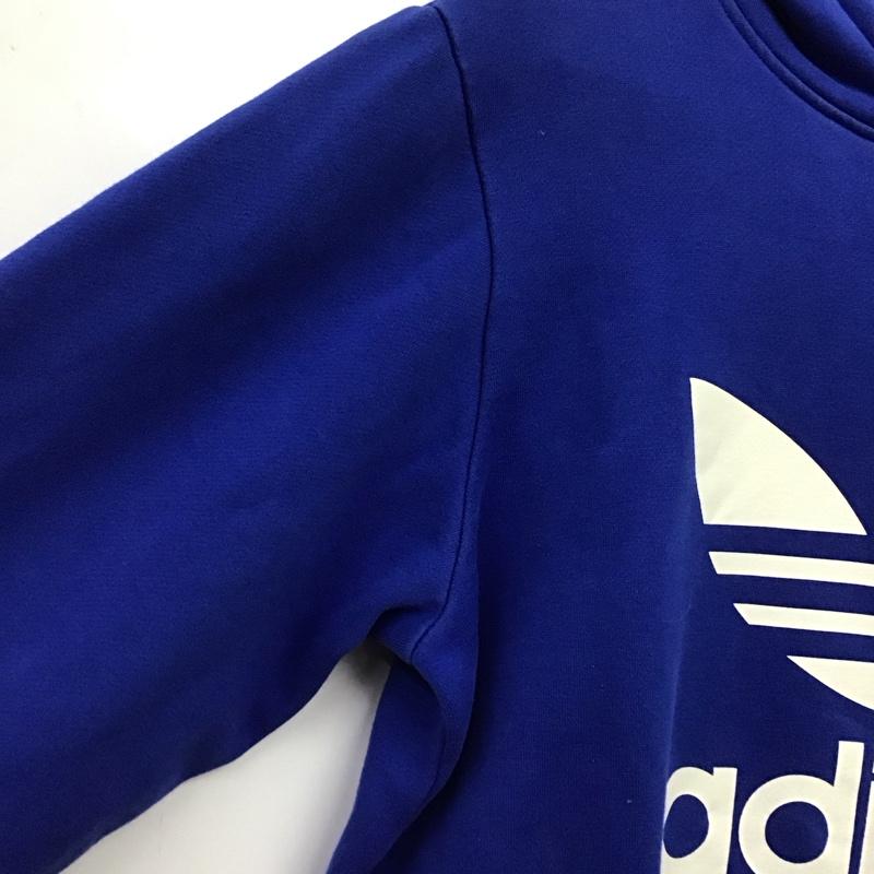 アディダス adidas パーカー 長袖 プルオーバー 裏起毛 S ロゴ、文字 青 / ブルー / blue レディース USED 古着 中古 10152958