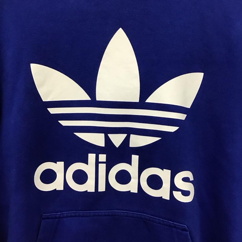 アディダス adidas パーカー 長袖 プルオーバー 裏起毛 S ロゴ、文字 青 / ブルー / blue レディース USED 古着 中古 10152958