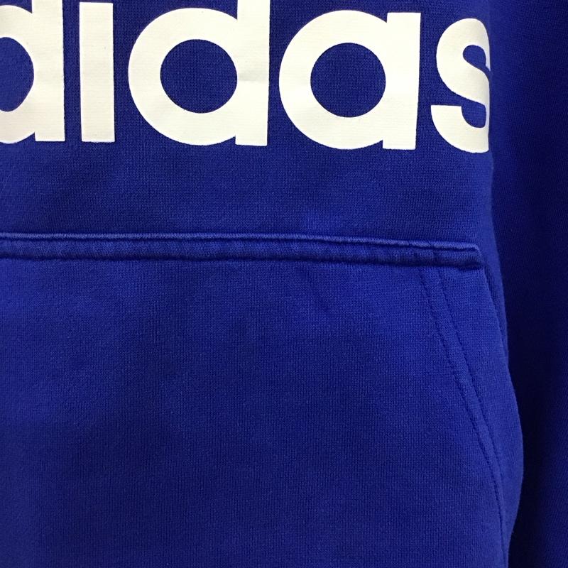 アディダス adidas パーカー 長袖 プルオーバー 裏起毛 S ロゴ、文字 青 / ブルー / blue レディース USED 古着 中古 10152958