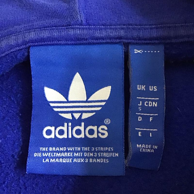 アディダス adidas パーカー 長袖 プルオーバー 裏起毛 S ロゴ、文字 青 / ブルー / blue レディース USED 古着 中古 10152958