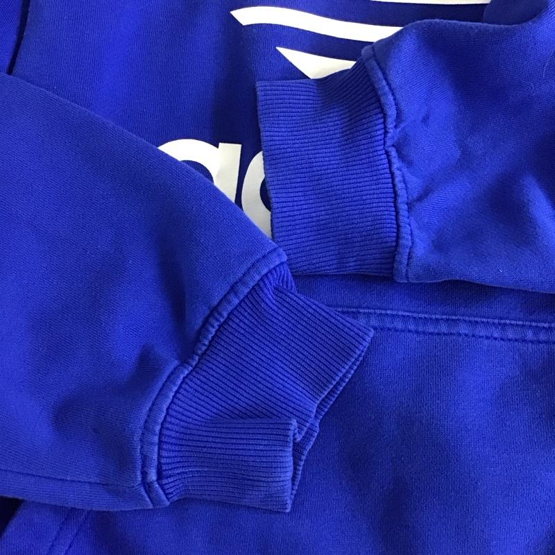 アディダス adidas パーカー 長袖 プルオーバー 裏起毛 S ロゴ、文字 青 / ブルー / blue レディース USED 古着 中古 10152958
