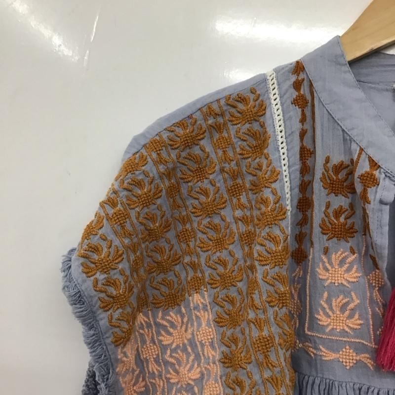 ニコアンド niko and... シャツ、ブラウス 半袖 ノースリーブシャツ チュニック FREE 刺繍 インディゴ / インディゴ / Indigo レディース USED 古着 中古 10152969