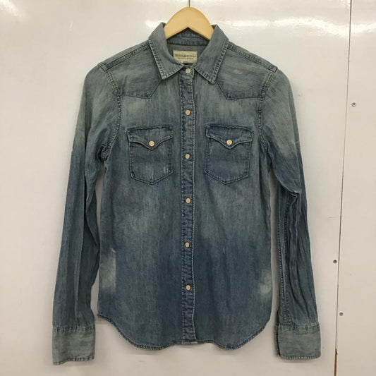 デニム アンド サプライ DENIM & SUPPLY シャツ、ブラウス 長袖 288502651001 デニムシャツ M ダメージ加工 青 / ブルー / blue レディース USED 古着 中古 10152970