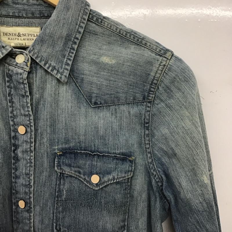 デニム アンド サプライ DENIM & SUPPLY シャツ、ブラウス 長袖 288502651001 デニムシャツ M ダメージ加工 青 / ブルー / blue レディース USED 古着 中古 10152970