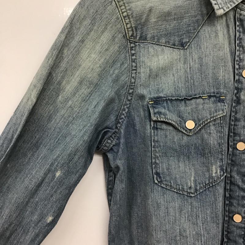 デニム アンド サプライ DENIM & SUPPLY シャツ、ブラウス 長袖 288502651001 デニムシャツ M ダメージ加工 青 / ブルー / blue レディース USED 古着 中古 10152970