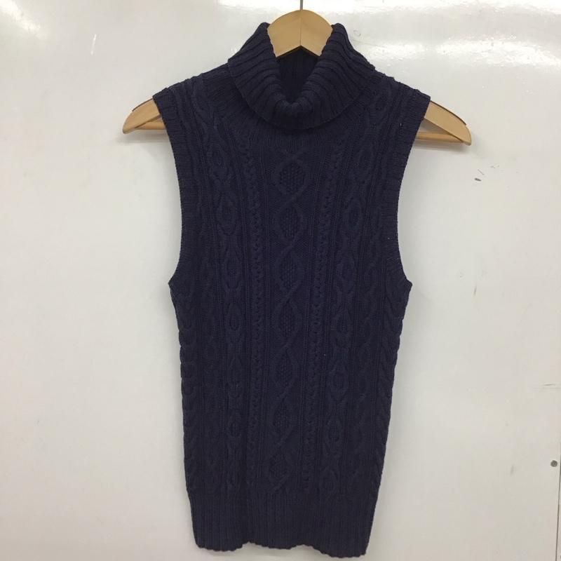 ラルフローレンスポーツ RALPHLAURENSPORT ベスト ベスト タートルネック ニット コットン プルオーバー M 無地 紺 / ネイビー / navy レディース USED 古着 中古 10152972