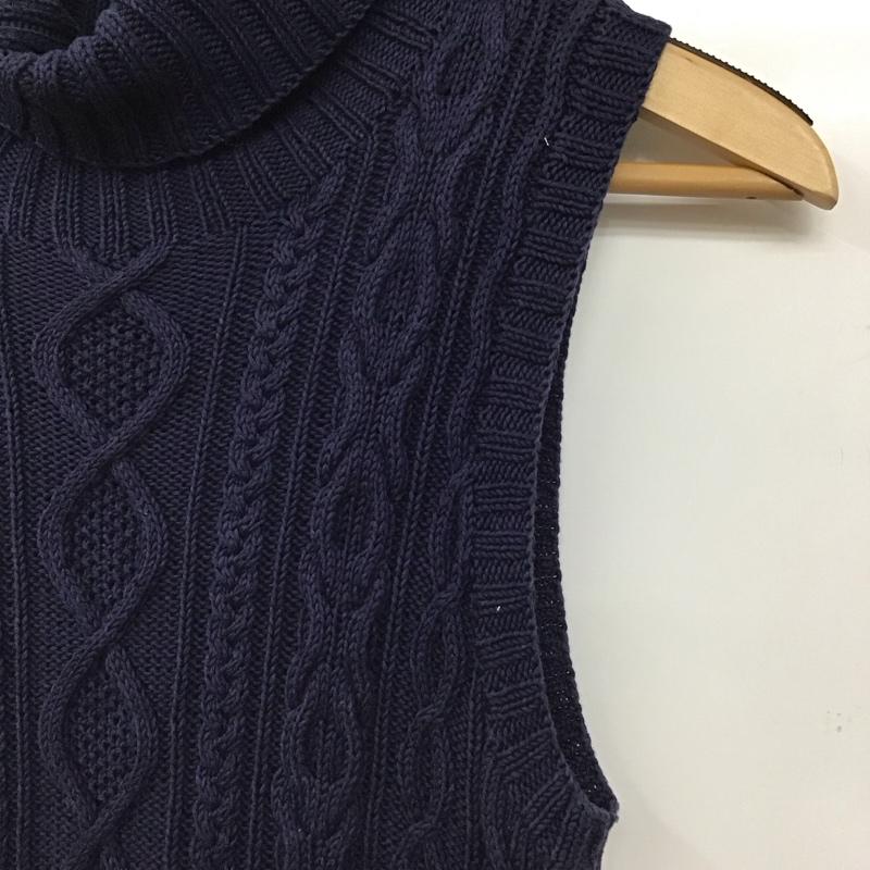 ラルフローレンスポーツ RALPHLAURENSPORT ベスト ベスト タートルネック ニット コットン プルオーバー M 無地 紺 / ネイビー / navy レディース USED 古着 中古 10152972