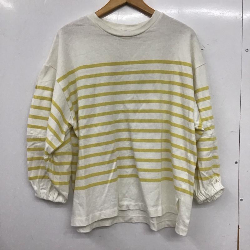 ニコアンド niko and... カットソー 長袖 長袖カットソー プリントカットソー L ボーダー柄 白 / ホワイト / white X 黄 / イエロー / yellow レディース USED 古着 中古 10152978