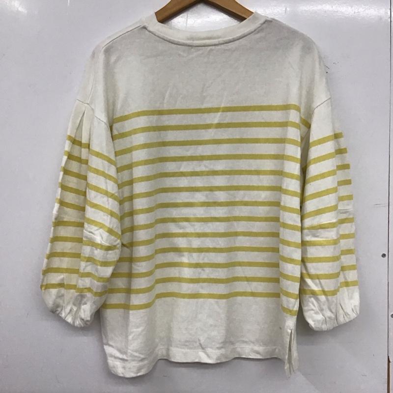 ニコアンド niko and... カットソー 長袖 長袖カットソー プリントカットソー L ボーダー柄 白 / ホワイト / white X 黄 / イエロー / yellow レディース USED 古着 中古 10152978
