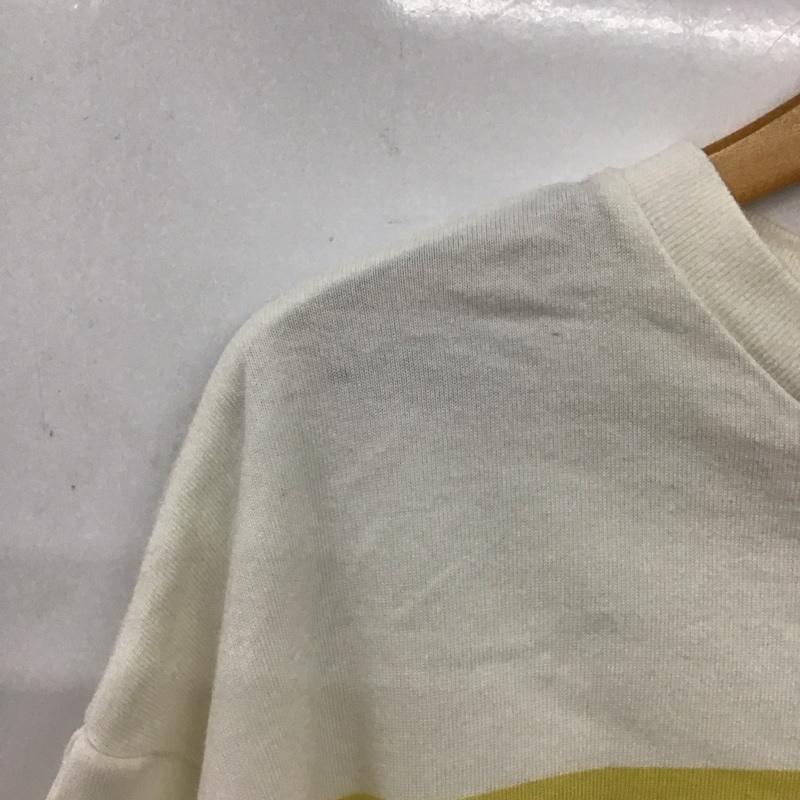 ニコアンド niko and... カットソー 長袖 長袖カットソー プリントカットソー L ボーダー柄 白 / ホワイト / white X 黄 / イエロー / yellow レディース USED 古着 中古 10152978