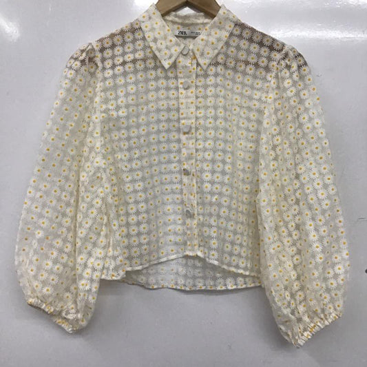 ザラ ZARA シャツ、ブラウス 長袖 長袖シャツ プリントシャツ カラーシャツ M プリント 白 / ホワイト / white レディース USED 古着 中古 10152988
