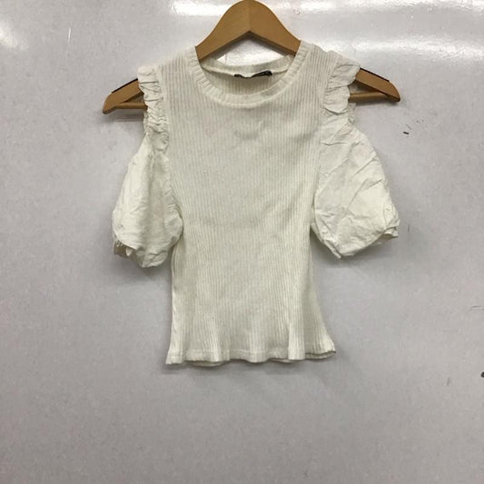 ザラ ZARA カットソー 半袖 M 無地 白 / ホワイト / white レディース USED 古着 中古 10152995