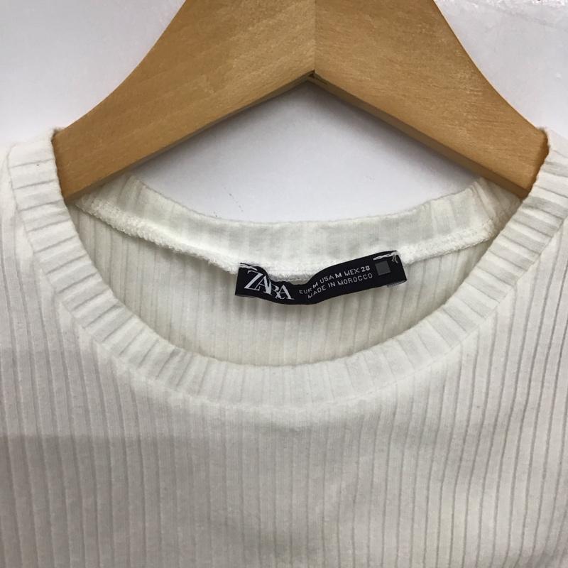 ザラ ZARA カットソー 半袖 M 無地 白 / ホワイト / white レディース USED 古着 中古 10152995