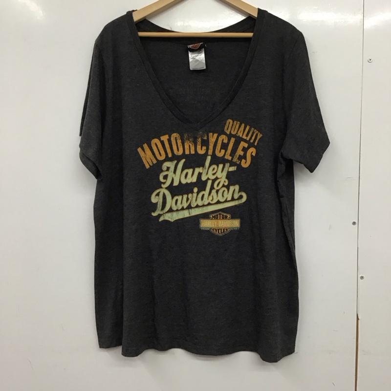 ハーレーダビッドソン Harley-Davidson Tシャツ 半袖 プリント X ロゴ、文字 チャコールグレー / チャコールグレー / レディース USED 古着 中古 10153002