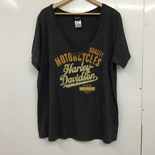 ハーレーダビッドソン Harley-Davidson Tシャツ 半袖 プリント X ロゴ、文字 チャコールグレー / チャコールグレー / レディース USED 古着 中古 10153002