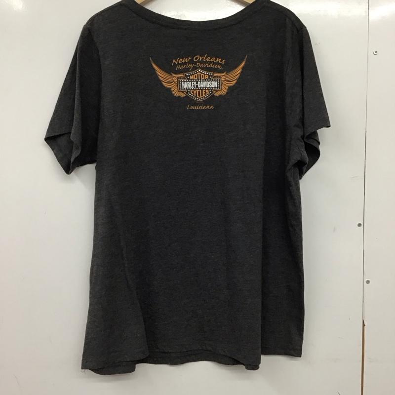 ハーレーダビッドソン Harley-Davidson Tシャツ 半袖 プリント X ロゴ、文字 チャコールグレー / チャコールグレー / レディース USED 古着 中古 10153002