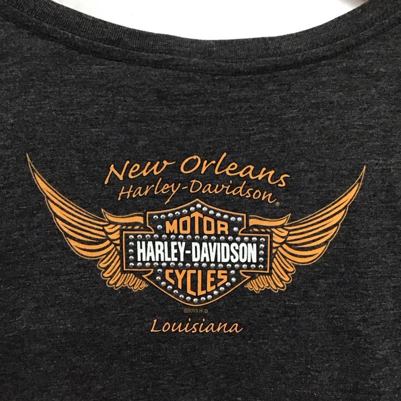 ハーレーダビッドソン Harley-Davidson Tシャツ 半袖 プリント X ロゴ、文字 チャコールグレー / チャコールグレー / レディース USED 古着 中古 10153002
