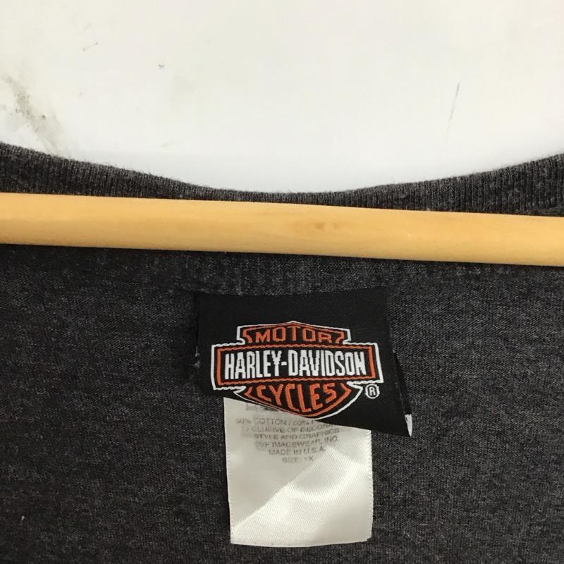 ハーレーダビッドソン Harley-Davidson Tシャツ 半袖 プリント X ロゴ、文字 チャコールグレー / チャコールグレー / レディース USED 古着 中古 10153002