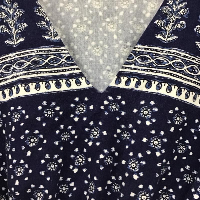 ザラ ZARA カットソー 半袖 S 総柄 紺 / ネイビー / navy レディース USED 古着 中古 10153008