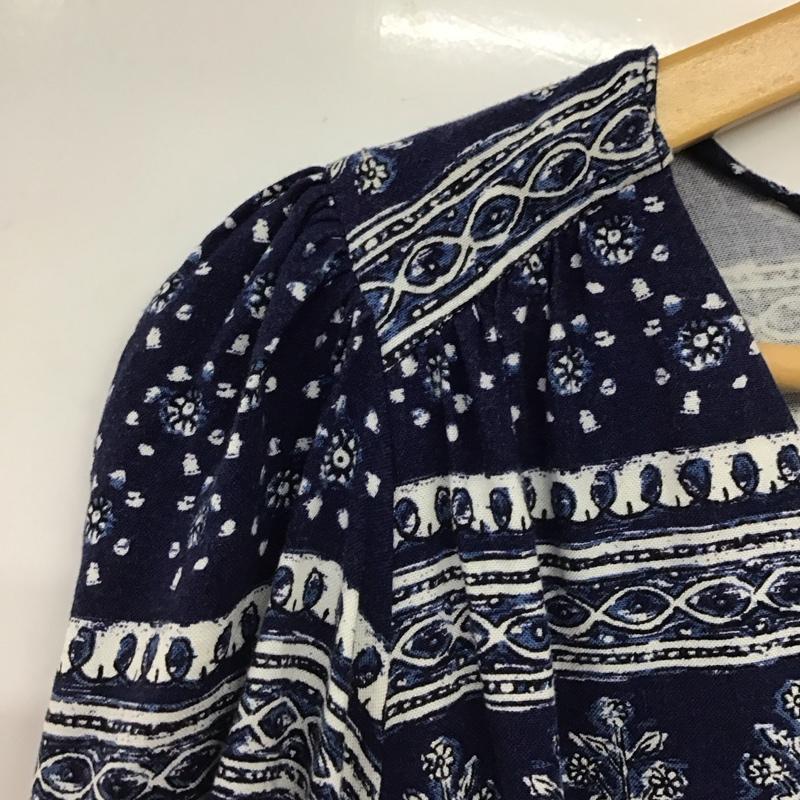 ザラ ZARA カットソー 半袖 S 総柄 紺 / ネイビー / navy レディース USED 古着 中古 10153008