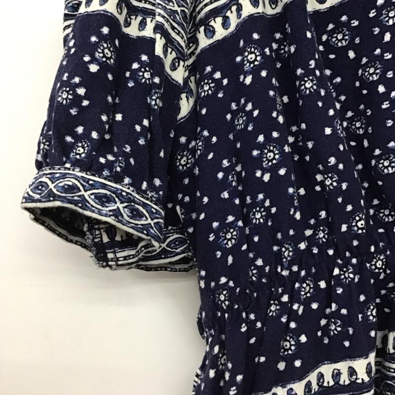 ザラ ZARA カットソー 半袖 S 総柄 紺 / ネイビー / navy レディース USED 古着 中古 10153008