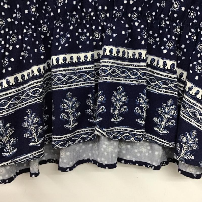ザラ ZARA カットソー 半袖 S 総柄 紺 / ネイビー / navy レディース USED 古着 中古 10153008