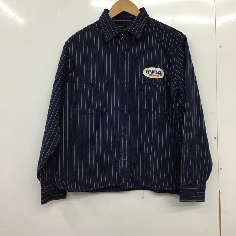 テンダーロイン TENDERLOIN シャツ、ブラウス 長袖 長袖シャツ ストライプシャツ カラーシャツ M ロゴ、文字 紺 / ネイビー / navy メンズ USED 古着 中古 10153018