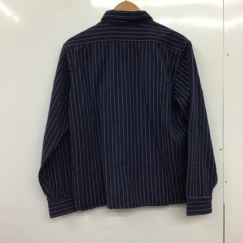 テンダーロイン TENDERLOIN シャツ、ブラウス 長袖 長袖シャツ ストライプシャツ カラーシャツ M ロゴ、文字 紺 / ネイビー / navy メンズ USED 古着 中古 10153018