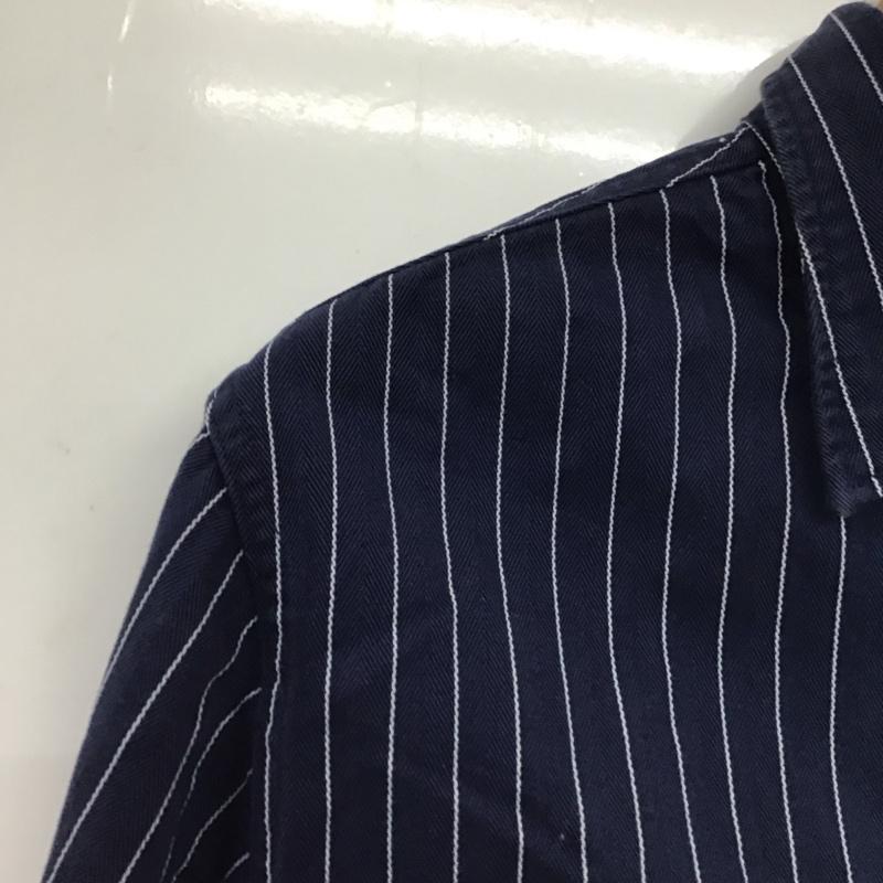 テンダーロイン TENDERLOIN シャツ、ブラウス 長袖 長袖シャツ ストライプシャツ カラーシャツ M ロゴ、文字 紺 / ネイビー / navy メンズ USED 古着 中古 10153018