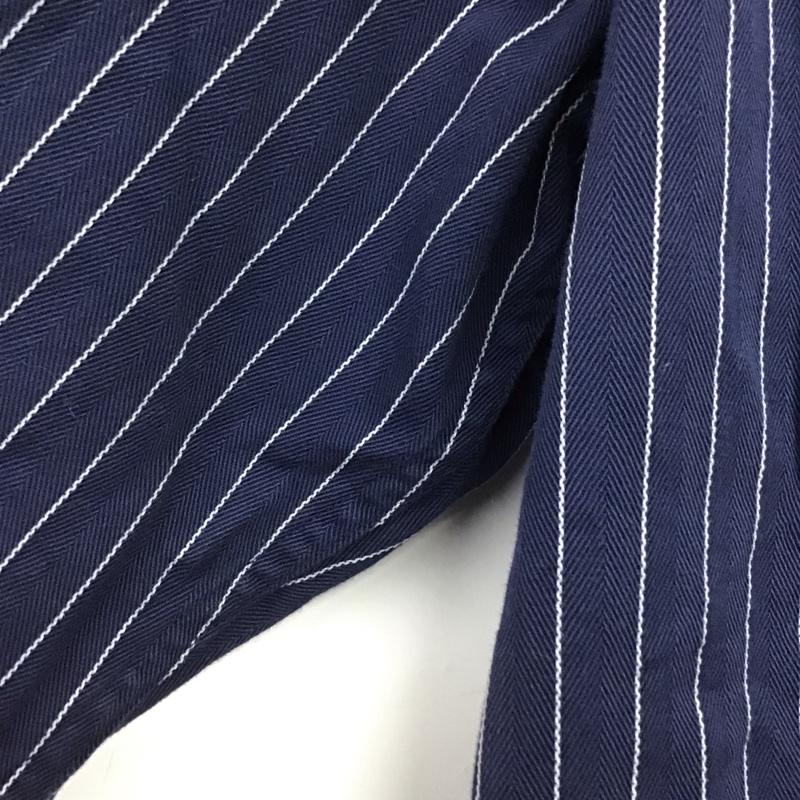 テンダーロイン TENDERLOIN シャツ、ブラウス 長袖 長袖シャツ ストライプシャツ カラーシャツ M ロゴ、文字 紺 / ネイビー / navy メンズ USED 古着 中古 10153018