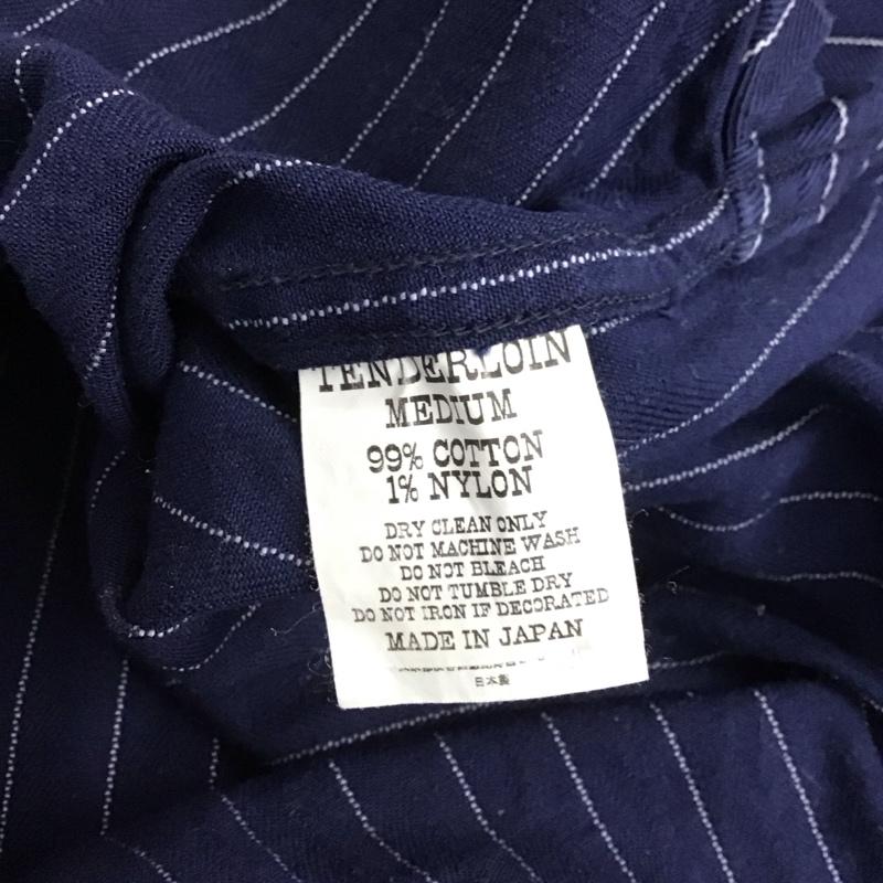 テンダーロイン TENDERLOIN シャツ、ブラウス 長袖 長袖シャツ ストライプシャツ カラーシャツ M ロゴ、文字 紺 / ネイビー / navy メンズ USED 古着 中古 10153018