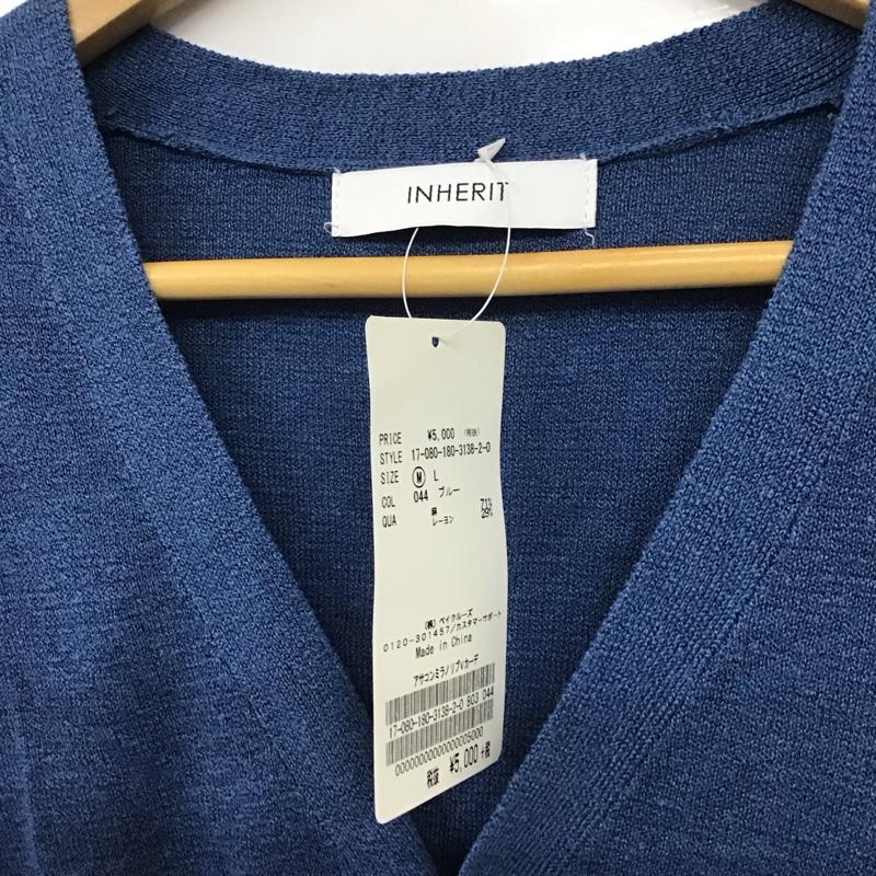 インヘリット INHERIT カーディガン 長袖 長袖カーディガン 前ボタン ニットカーディガン L 無地 青 / ブルー / blue メンズ USED 古着 中古 10153020