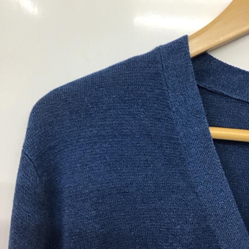 インヘリット INHERIT カーディガン 長袖 長袖カーディガン 前ボタン ニットカーディガン L 無地 青 / ブルー / blue メンズ USED 古着 中古 10153020