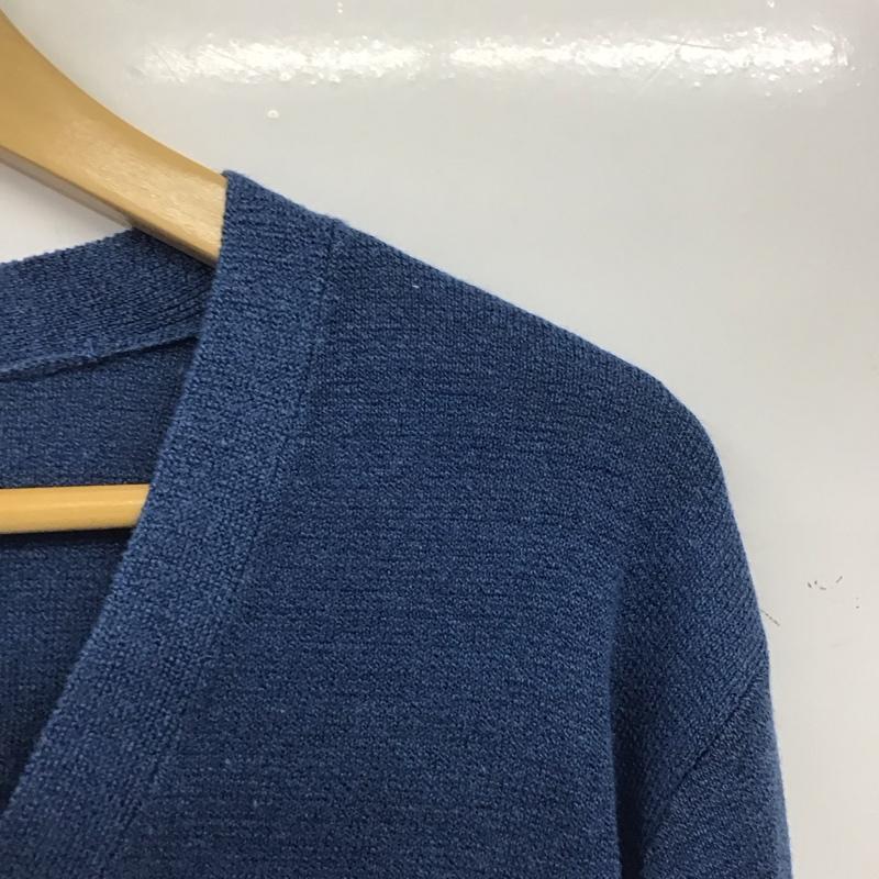 インヘリット INHERIT カーディガン 長袖 長袖カーディガン 前ボタン ニットカーディガン L 無地 青 / ブルー / blue メンズ USED 古着 中古 10153020