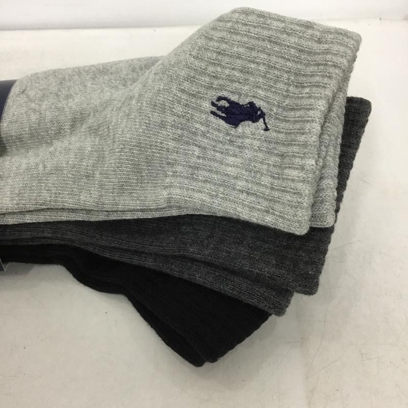 ポロラルフローレン POLO RALPH LAUREN ファッション小物 ファッション小物 靴下 3足セット 25～27cm ショート ワンポイント 黒 / ブラック / black X 灰 / グレー / gray X ダークグレー / ダークグレー / メンズ USED 古着 中古 10153062