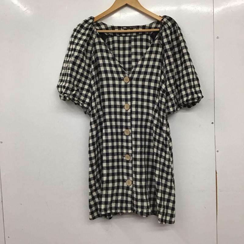 ザラ ZARA ワンピース ミニスカート L チェック 白 / ホワイト / white X 黒 / ブラック / black レディース USED 古着 中古 10153070