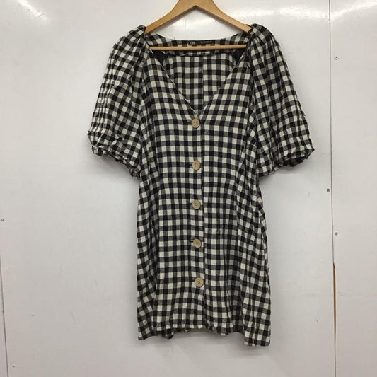 ザラ ZARA ワンピース ミニスカート L チェック 白 / ホワイト / white X 黒 / ブラック / black レディース USED 古着 中古 10153070