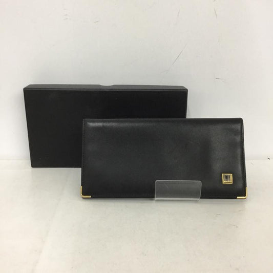 ダンヒル DUNHILL 財布 長財布 箱有 ロゴ、文字 黒 / ブラック / black X 金 / ゴールド / gold color メンズ USED 古着 中古 10153089