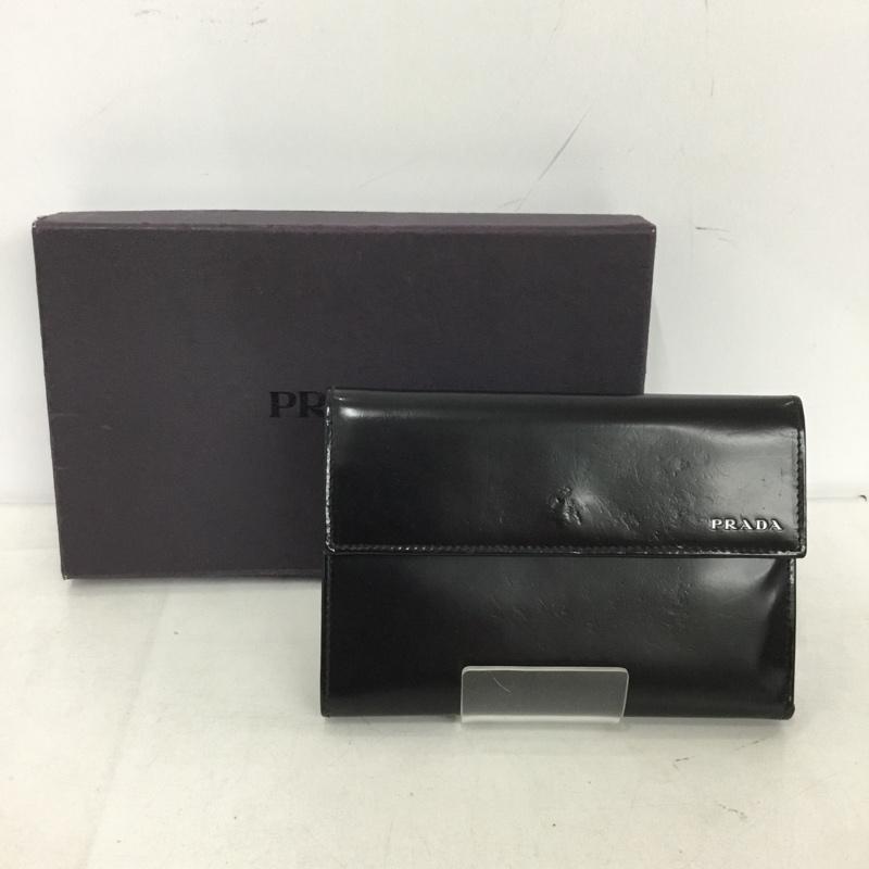 プラダ PRADA 財布 二つ折り ロゴ、文字 黒 / ブラック / black レディース USED 古着 中古 10153090