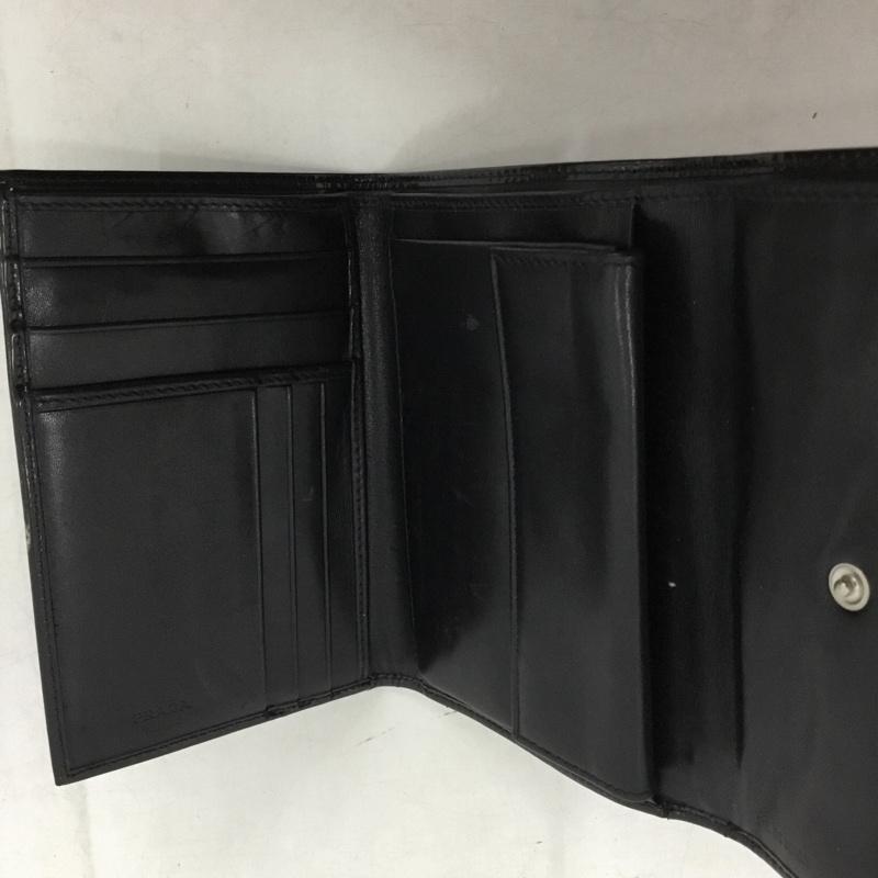 プラダ PRADA 財布 二つ折り ロゴ、文字 黒 / ブラック / black レディース USED 古着 中古 10153090
