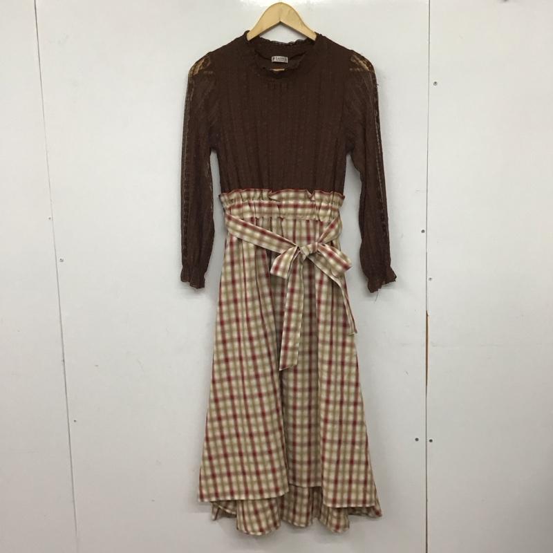 アクシーズファム axes femme ワンピース ロングスカート M 無地 X チェック 茶 / ブラウン / brown X マルチカラー / マルチカラー / multicolor レディース USED 古着 中古 10153131