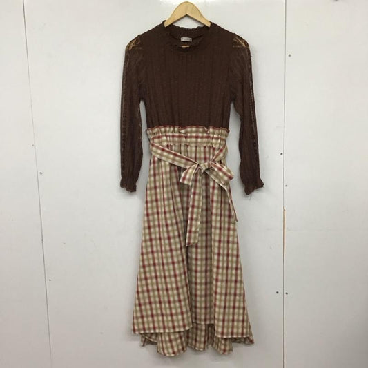 アクシーズファム axes femme ワンピース ロングスカート M 無地 X チェック 茶 / ブラウン / brown X マルチカラー / マルチカラー / multicolor レディース USED 古着 中古 10153131